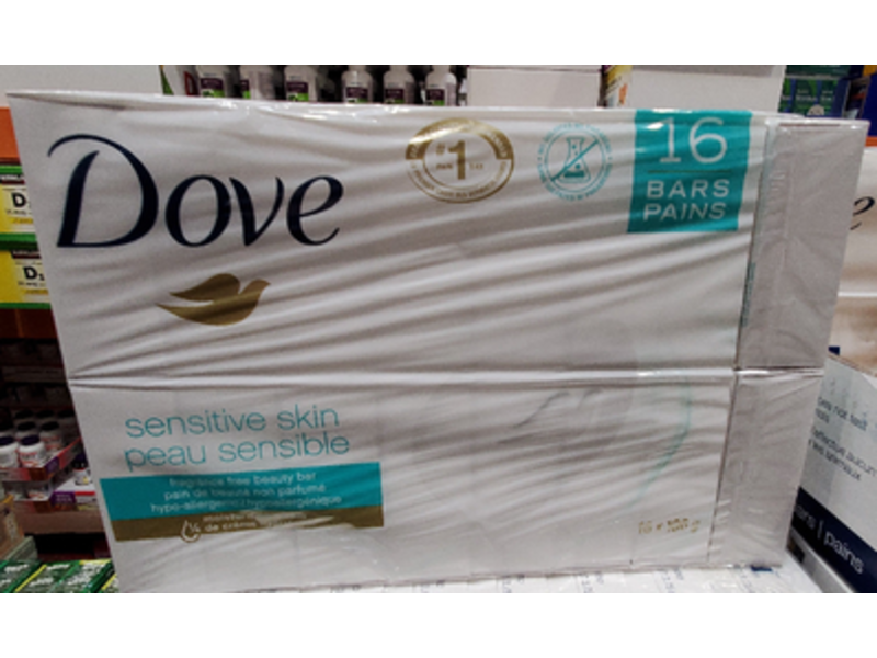 Dove Sensitive Skin Beauty Bar, 3.75 oz, Pack of 16