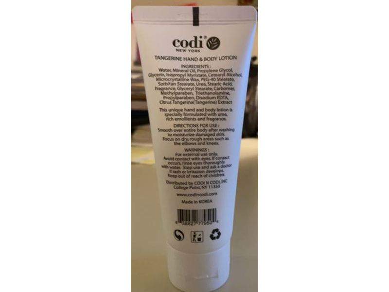 Codi Nourshing & Rejuventing Hand & Body Lotion, Tangerine, 3.3 fl oz/100 mL