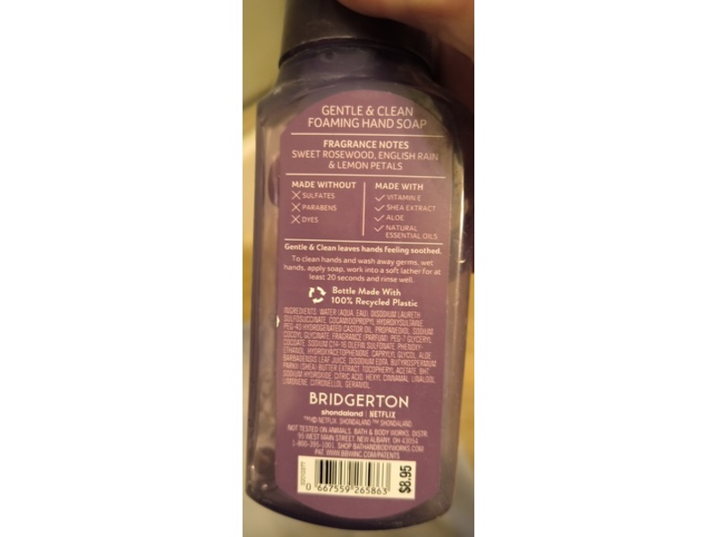 Bath & Body Works Bridgerton Gentle & Clean Foaming Hand Soap, Wisteria Garden, 8.75 fl oz/259 mL