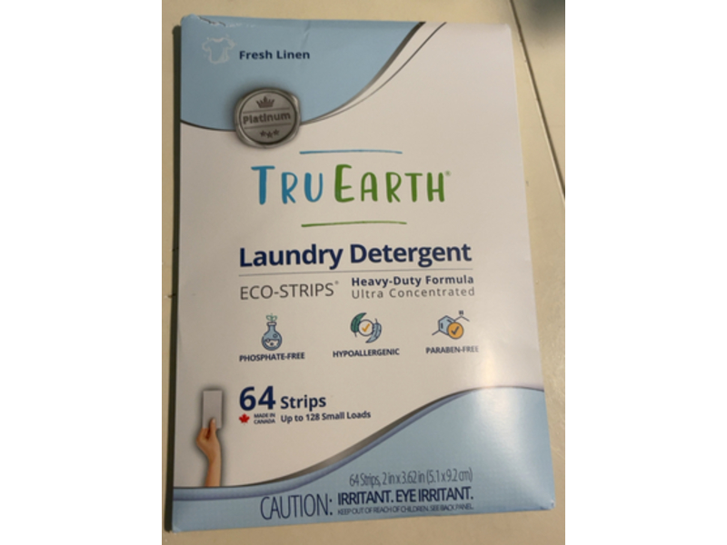 Tru Earth Laundry Detergent Eco Strips, Fresh Linen, 64 Count
