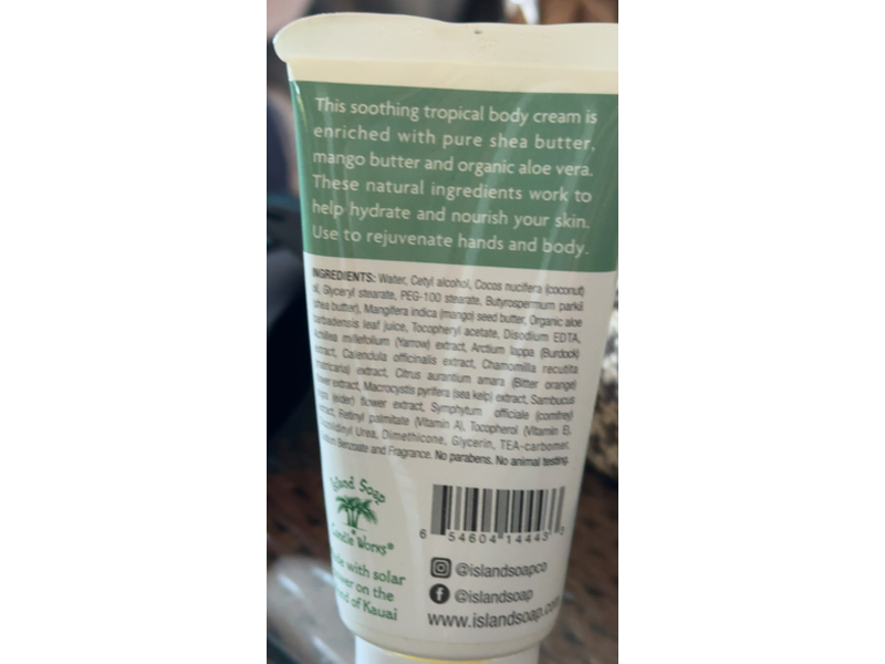 Island Soap and Candle Works Shea Butter Hand & Body Cream, Pineapple Paradise, 3 fl oz/89 mL