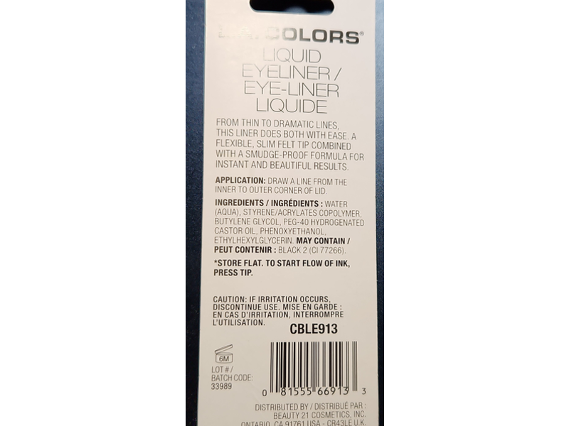 L.A. Colors Precise Eye Marker, CBLE913 Black, 0.02 fl oz/0.6 mL