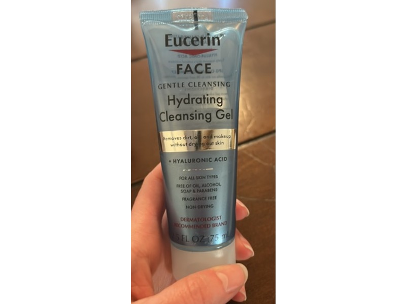 Eucerin Face Gentle Cleansing Hydrating Cleansing Gel, Hyaluronic Acid, 2.5 fl oz/75 mL