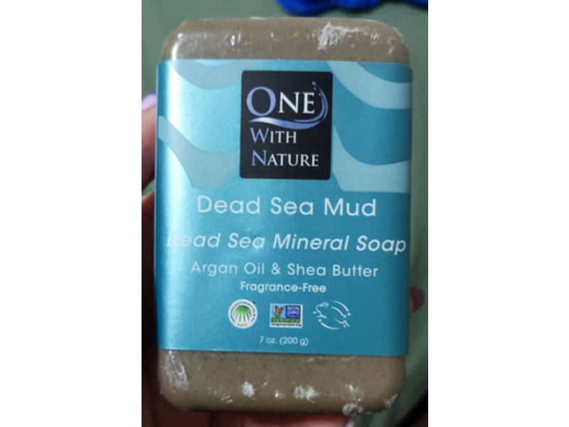 One With Nature Dead Sea Mud Mineral Soap, Argan Oil & Shea Butter, Fragrance Free, 7 oz/200 g