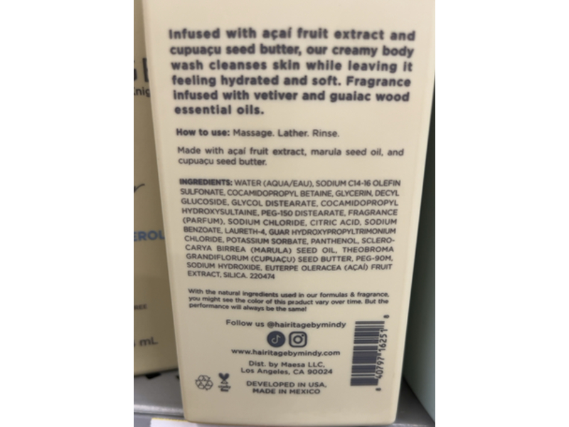 Hairitage By Mindy McKnight It's A Dream Creamy Body Wash, Cherry & Amber, 14 fl oz/414 mL