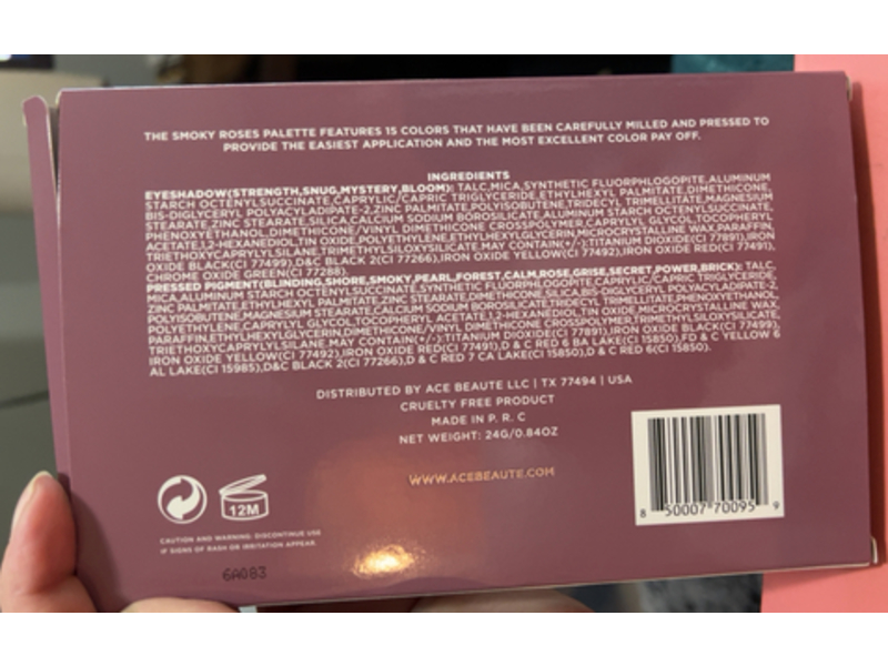 Ace Beaute The Smoky Rose Eyeshadow Palette, 0.84 oz/24 g