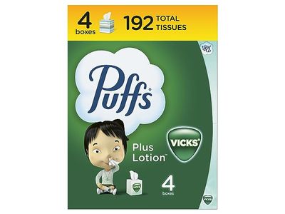 Puffs Vicks Plus Lotion Facial Tissues, 192 Count
