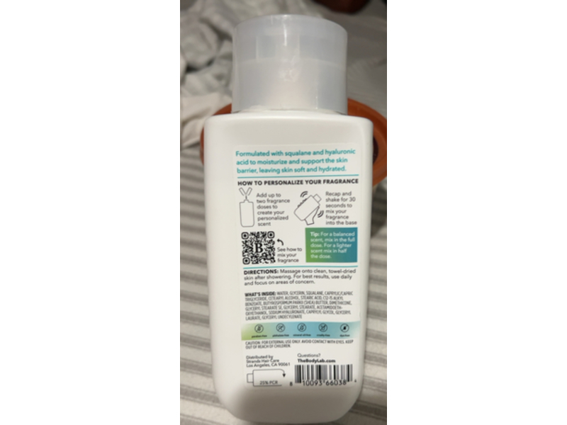 The Body Lab Personalized Moisturizing Body Lotion, Squalane + Hyaluronic Acid, 11 fl oz/325 mL