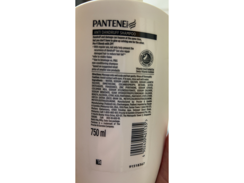 Pantene Anti Dandruff Shampoo, 25 oz/750 mL