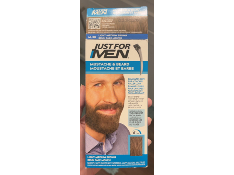 Just For Men Mustache & Beard Multiple Application Kit, M-30 Light Medium Brown