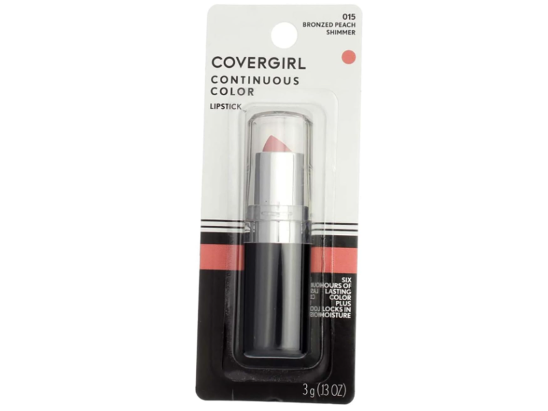CoverGirl Continuous Color Lipstick, 015 Bronzed Peach, 0.13 oz/3 g