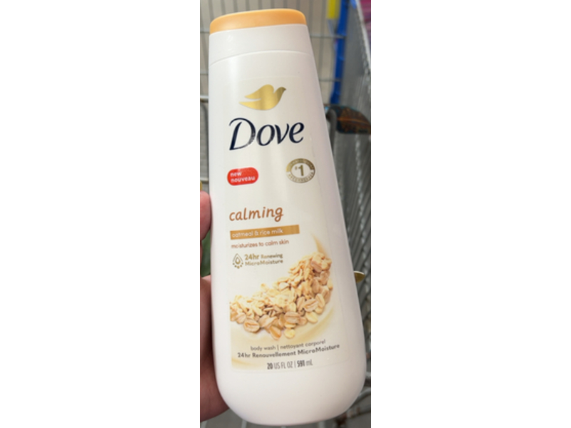 Dove Calming Moisturizes Body Wash, Oatmeal & Rice Milk, 20 fl oz/591 mL