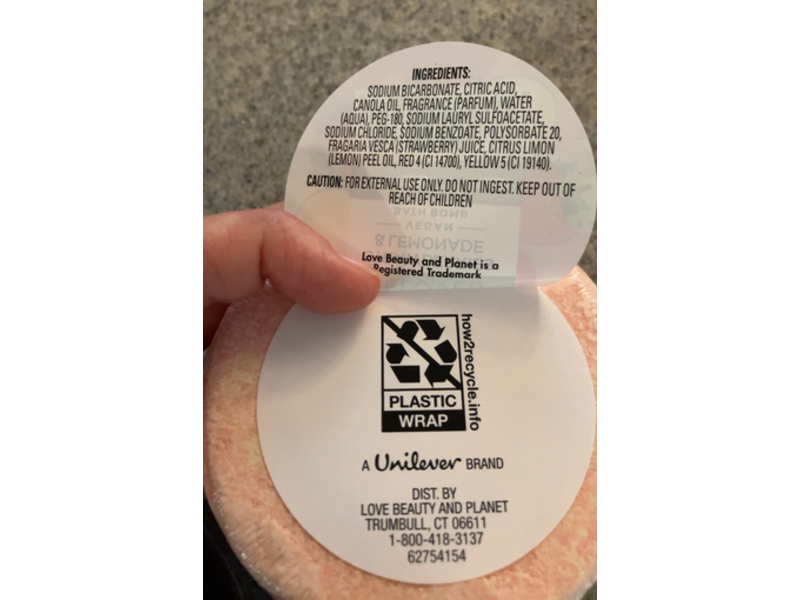 Love Beauty & Planet Beloved Bath Bomb, Strawberries & Lemonade, 5. 5 oz