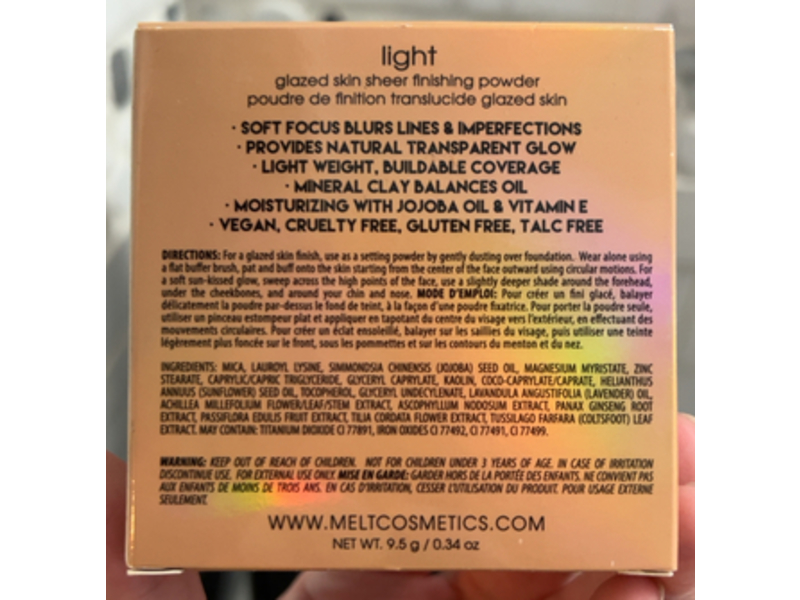 Melt Cosmetics Glazed Skin Sheer Finishing Powder, Light, 0.34 oz/9.5 g