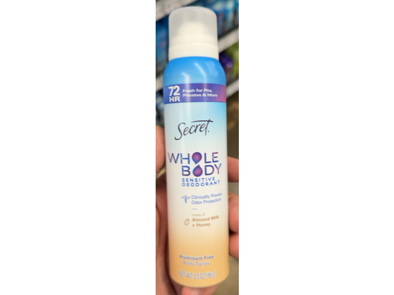 Secret Whole Body Sensitive Deodorant, Almond Milk + Honey, 3.5 oz/99 g