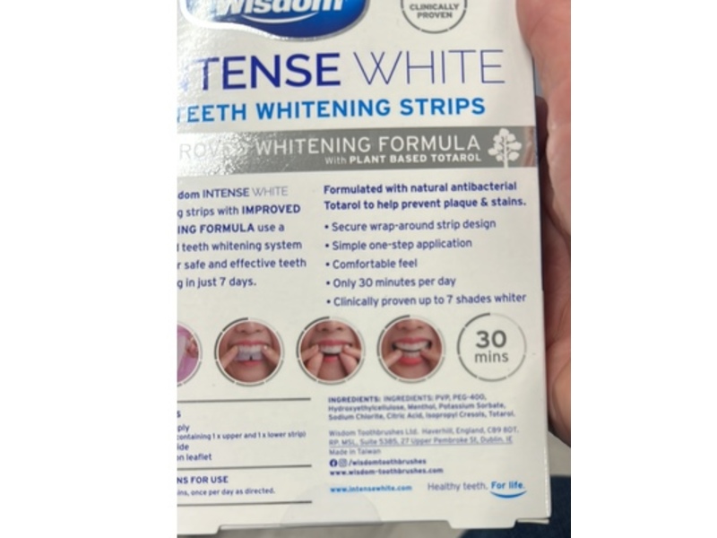 Wisdom Intense White Teeth Whitening Strips, 7 Count