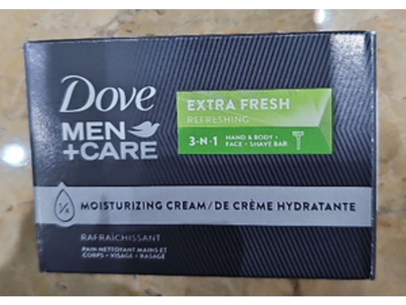 Dove Men + Care 3 - N - 1 Hand & Body + Face + Shave Bar, Extra Fresh, 52.5 oz/1.48 kg, 14 Count