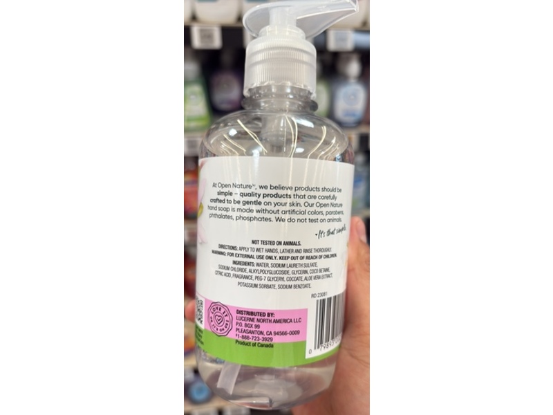 Open Nature Hand Soap, Water Lily & Jasmine Scented, 12 fl oz/355 mL