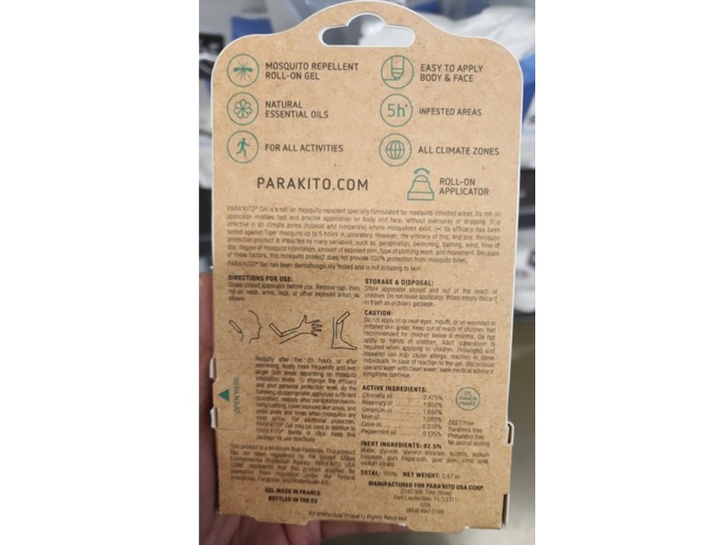 Parakito Mosquito Repellent Roll-On Gel, 0.67 oz