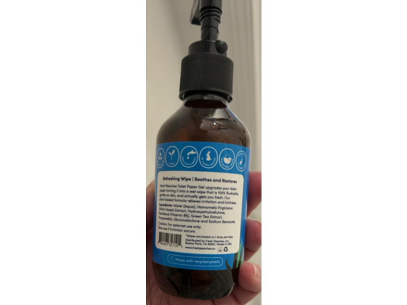 Fresh Peaches Toilet Paper Gel, Witch Hazel, Vitamin B5 & Green Tea Extract, 4.4 fl oz/130 mL