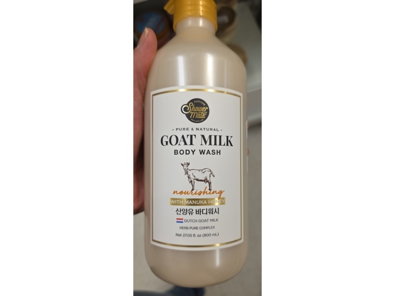 Aekyung Shower Mate Goat Milk Nourishing Body Wash, Manuka Honey, 27.05 fl oz/800 mL