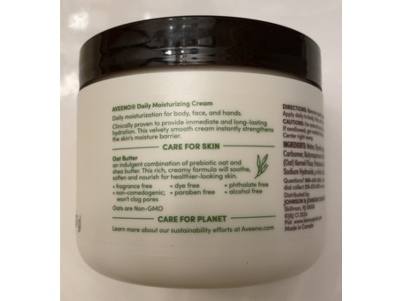 Aveeno Daily Moisturizing Cream, Prebiotic Oat & Shea Butter, 20 oz/567 g