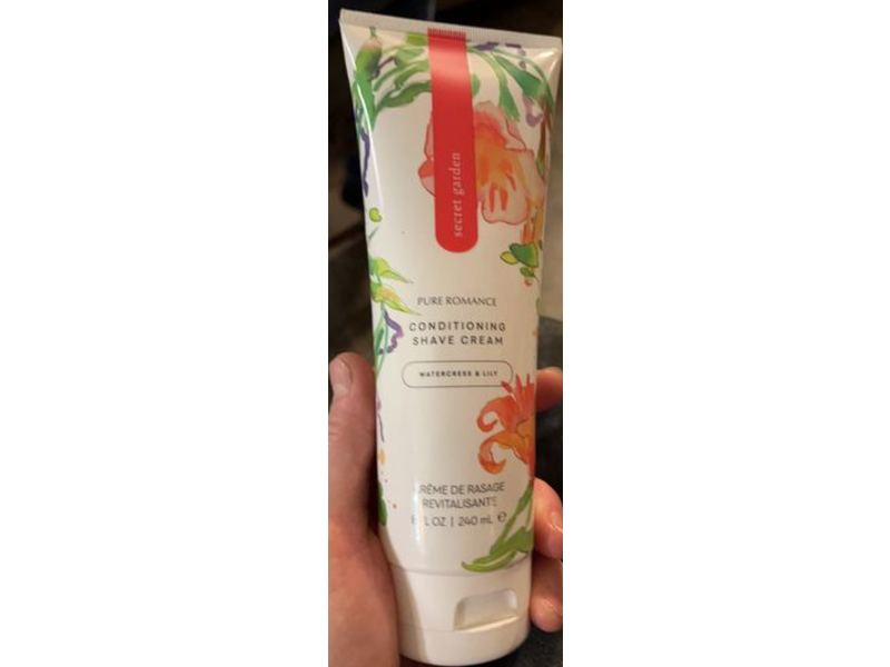 Pure Romance Secret Garden Conditioning Shave Cream, Water Cress & Lilly, 8 fl oz/240 mL