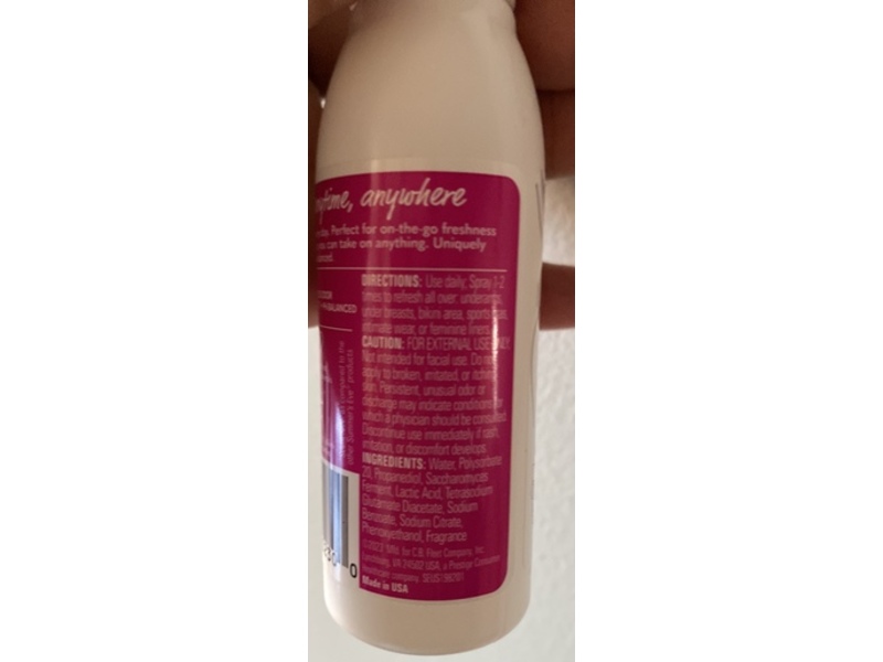 Summer's Eve Refresher Quick Dry Intimate Mist, Amber Nights, 1.89 fl oz/55.89 mL