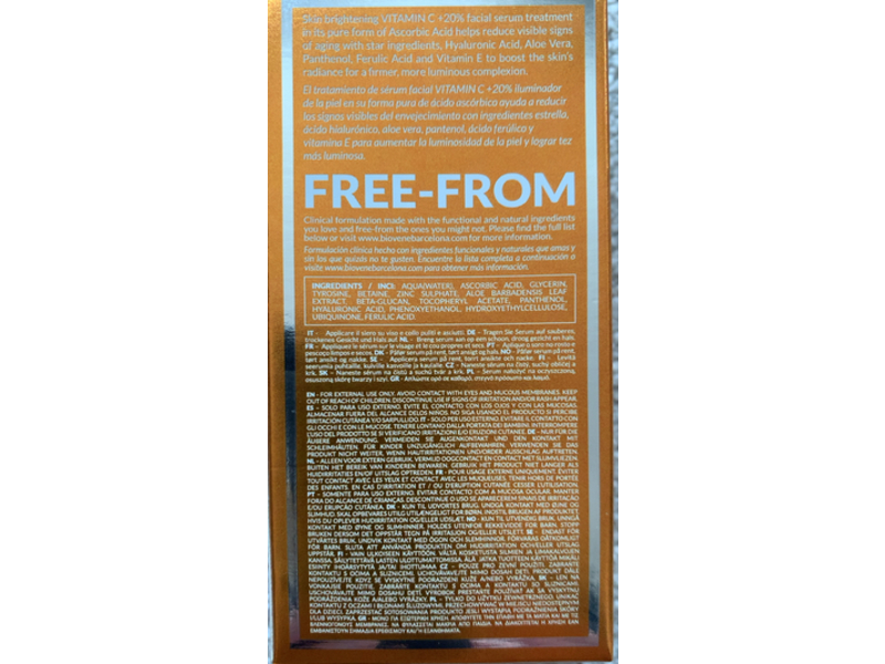 Biovene Skin Brightening Facial serums Treatment, Vitamin C +20%, 30 mL