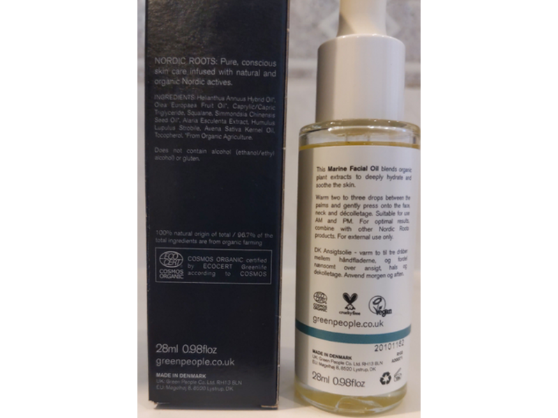 Green People Nordic Roots Marine Facial Oil, Scent Free, 0.98 fl oz/28 ml