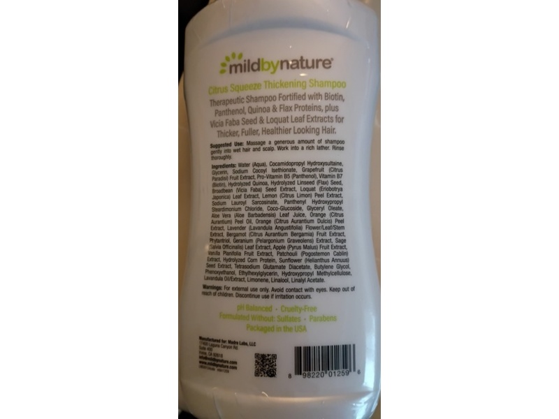 Mild By Nature Thickening Shampoo, Citrus Squeeze, 16 fl oz/473 mL