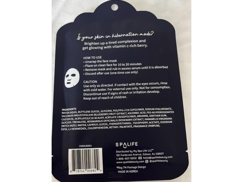 SpaLife Let It Glow Radiance Facial Mask, 0.81 fl oz/23 g