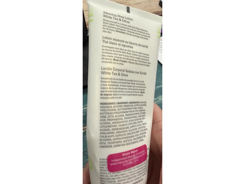 Mary Kay Satin Body Silkening Shea Lotion, White Tea & Citrus, 6.50 fl oz/192 mL
