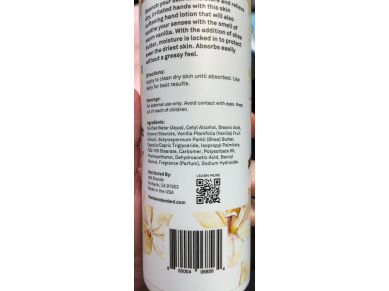 The Clean Standard Skin Softening Hand Lotion, Vanilla Bean, 16 fl oz/473 mL