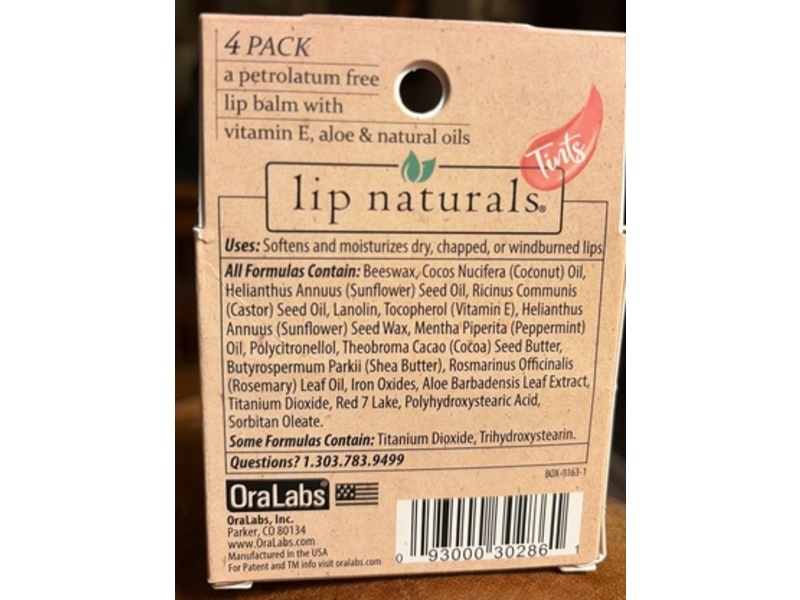 Lip Naturals Lip Balm Set, 0.13 oz/3.7 g, Pack Of 4