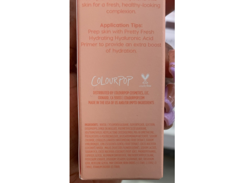 Colourpop Pretty Fresh Hydrating Foundation, Hyaluronic, Dark 175w, 1.0 fl oz/30 mL