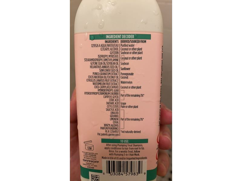 Garnier Fructis Plumping Treat Conditioner, Watermelon, 11.8 fl oz/350 mL