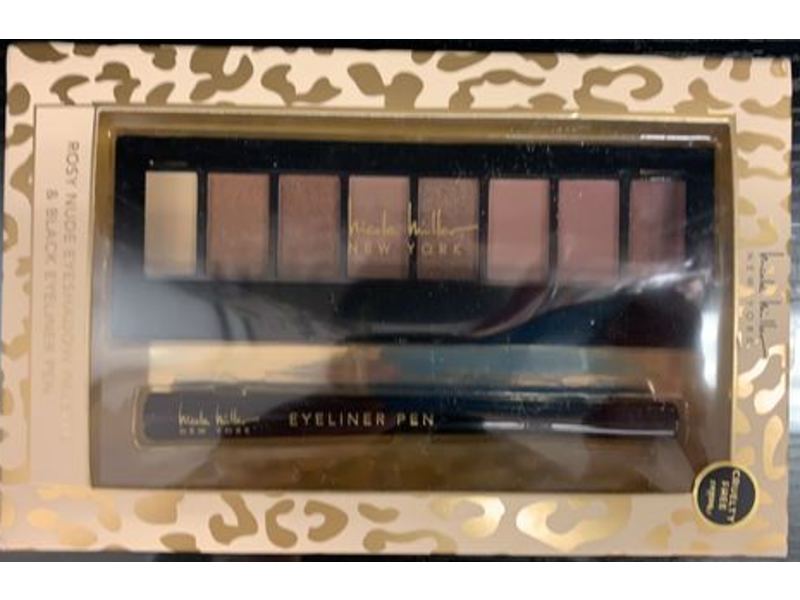 Nicole Miller Rosy Nude Eyeshadow Palette + Black Eyeliner Pen Set