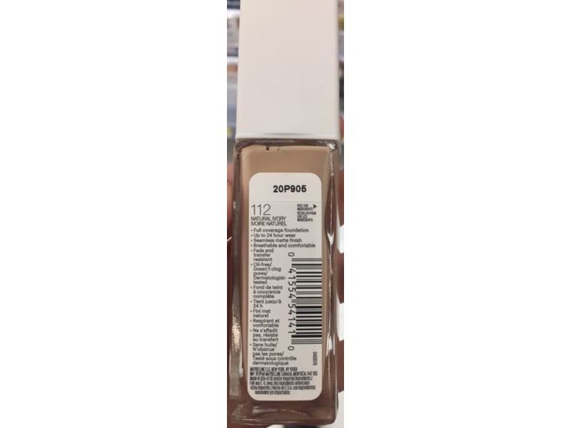 Maybelline New York Foundation, 112 Natural Ivory, 1 fl oz/30 mL