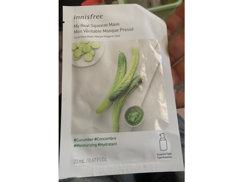 Innisfree My Real Squeeze Facial Sheet Mask, Cucumber, 0.67 fl oz/20 mL