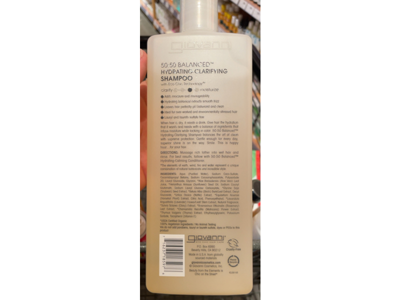 Giovanni 50:50 Balanced Hydrating Clarifying Shampoo, 24 fl oz/710 mL