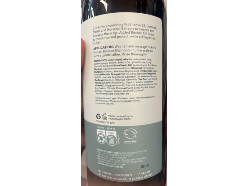 Sukin Natural Balance Shampoo, 33.82 fl oz/1 L