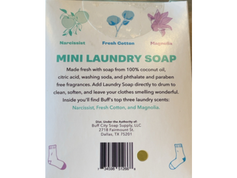 Buff City Soap Mini Laundry Soap, 1.2 oz/34 g