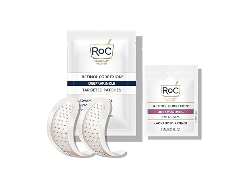 RoC Retinol Correxion Targeted Deep Facial Wrinkle Patches, Hyaluronic Acid + Firming Peptides, 6 Count