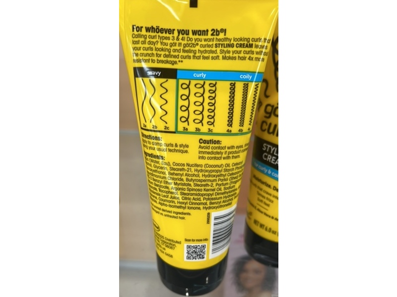 Got2B Curled Styling Cream, Vitamin E, Aloe Vera & Argan Oil, 6 oz/170 g