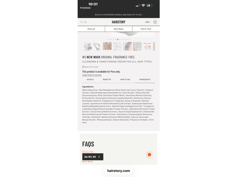 Hairstory New Wash Original Detergent-Free Cleansing Cream, Fragrance- Free, 8 fl oz/236 mL