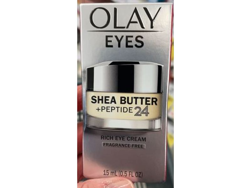 Olay Rich Eyes Cream, Fragrance Free, Shea Butter +Peptide 24, 0.5 fl oz/15 mL