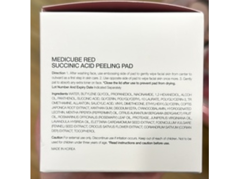 Medicube Peeling Pad, Red Succinic Acid, 5.46 oz/155 g, 70 Count