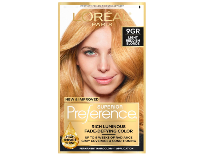 L'Oreal Paris Superior Preference Permanent Hair Color, 9GR Light Reddish Blonde, 1 Application