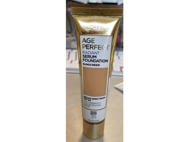 L'Oreal Paris Age Perfect Radiant Serum Foundation, SPF 50, Nude Beige 35, 1 fl oz / 30 mL